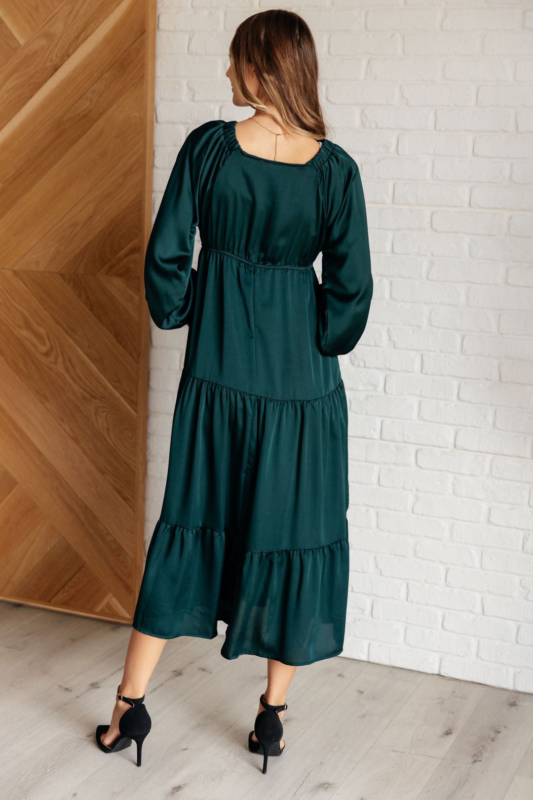 Damita Tiered Dress in Hunter Green (Small to 3XL)