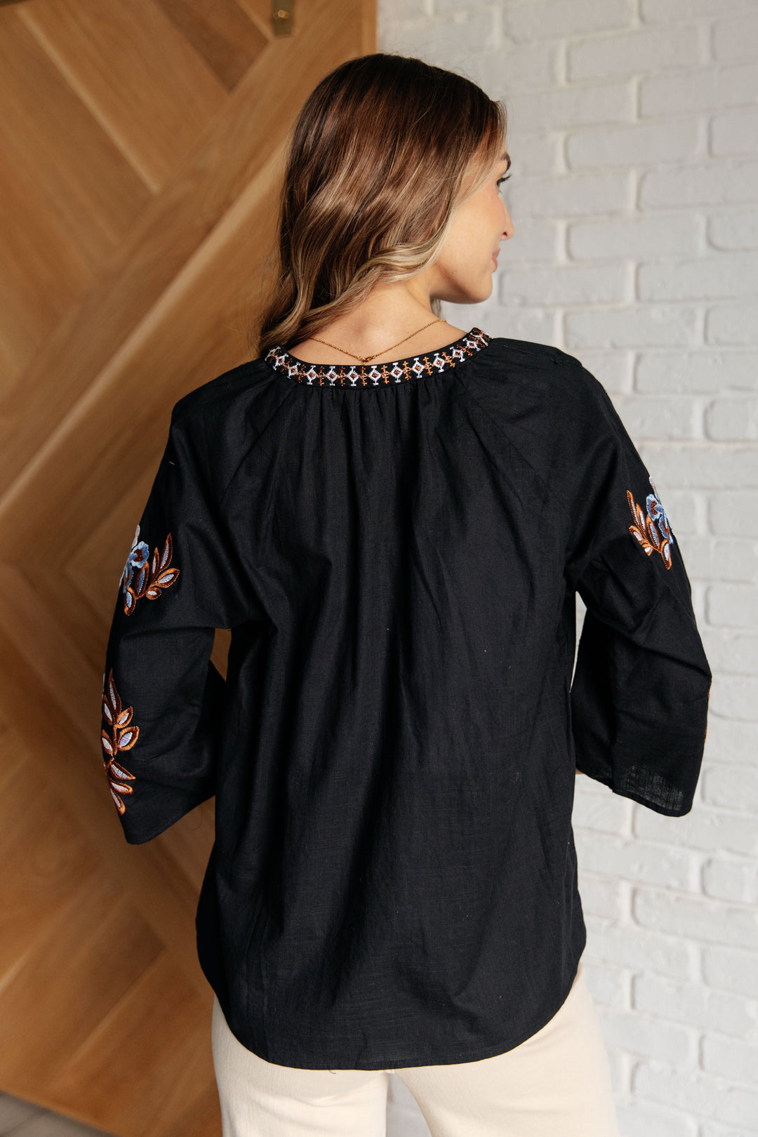 So In Love Embroidered V-Neck Blouse (Small to 3xl)