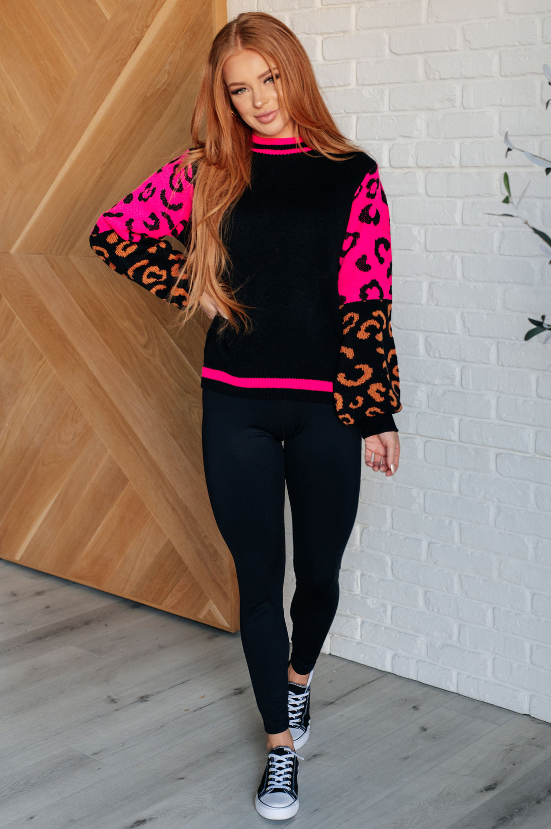 Pink and Black Animal Print Sweater (Small to 2XL)