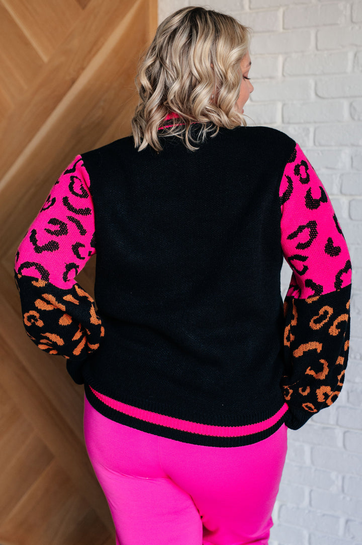 Pink and Black Animal Print Sweater (Small to 2XL)