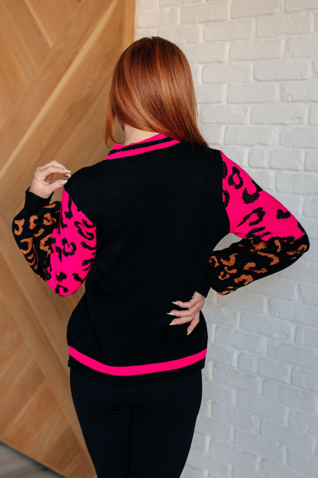 Pink and Black Animal Print Sweater (Small to 2XL)