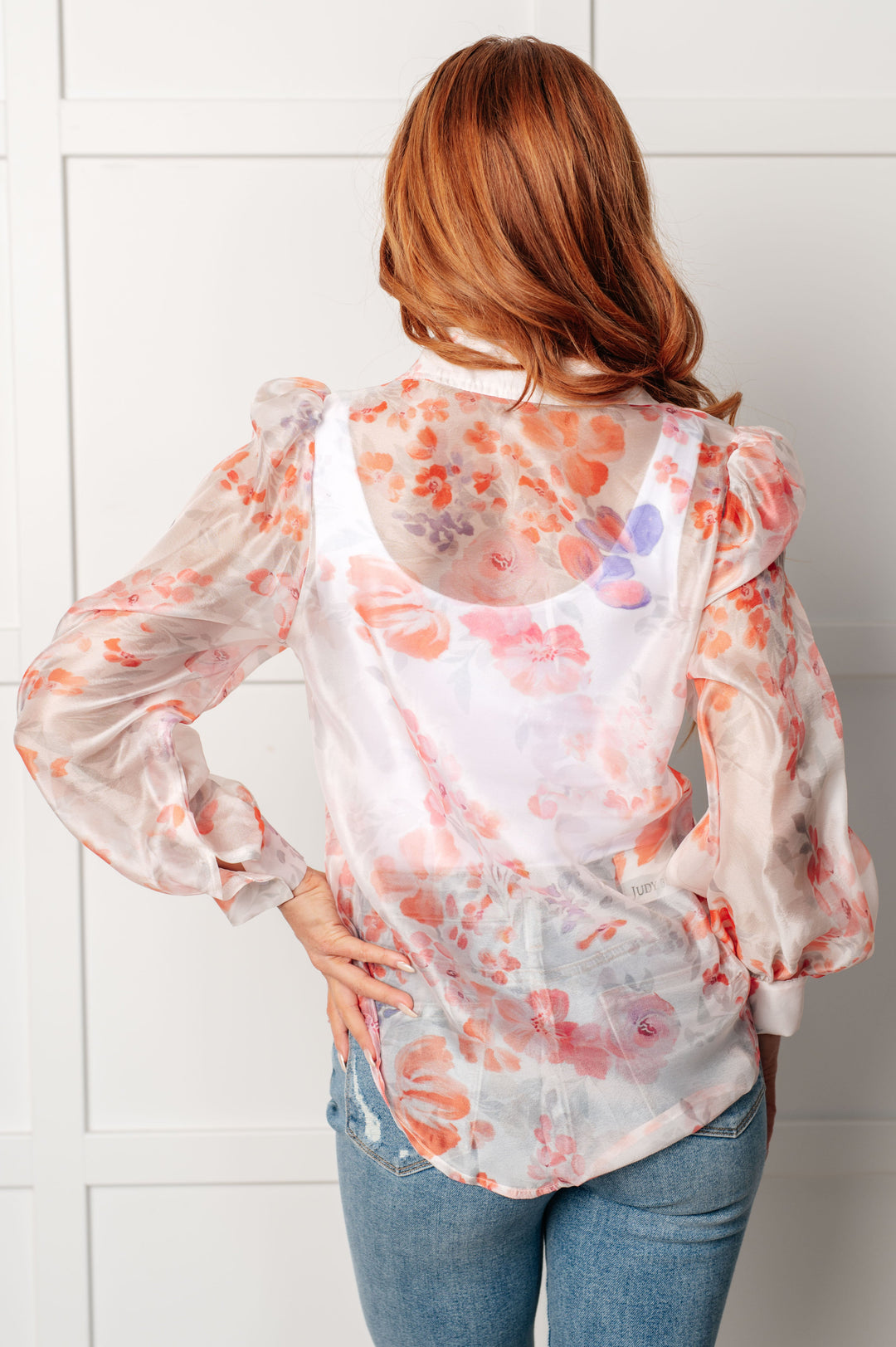 Nia Sheer Floral Button Up Blouse (Small to XL)