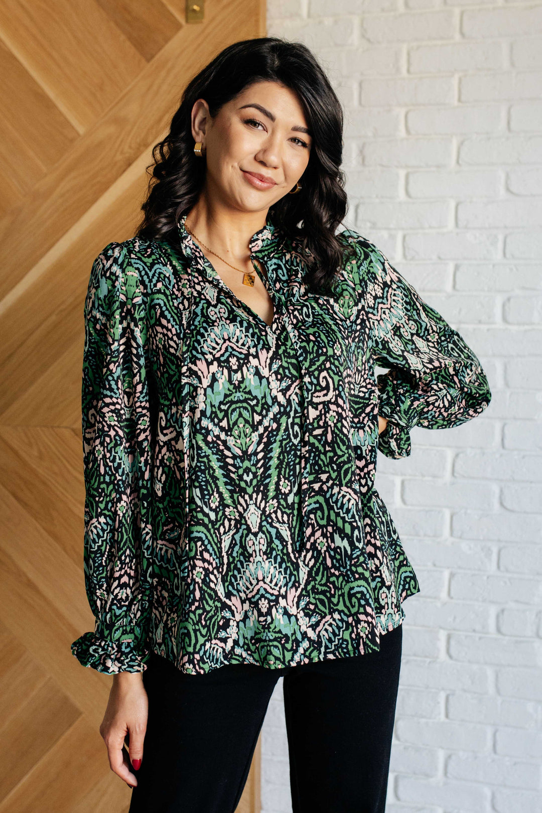 Taytum Damask Print Blouse (Small to 3XL)