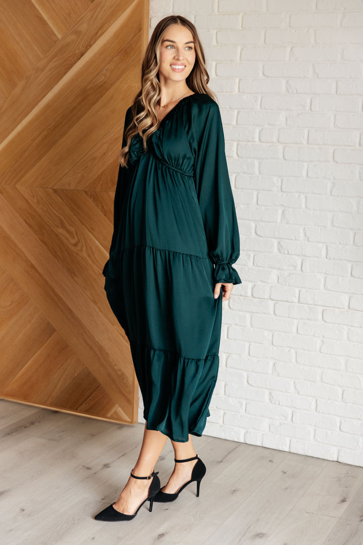 Damita Tiered Dress in Hunter Green (Small to 3XL)