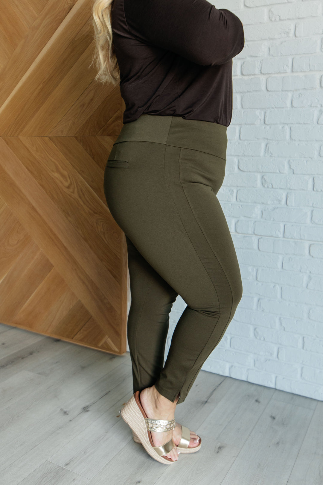 Keaton Crop Skinny Pants (Small to 3XL)(Olive)