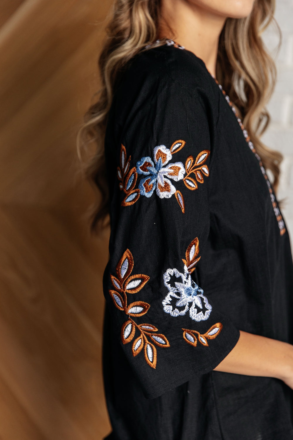 So In Love Embroidered V-Neck Blouse