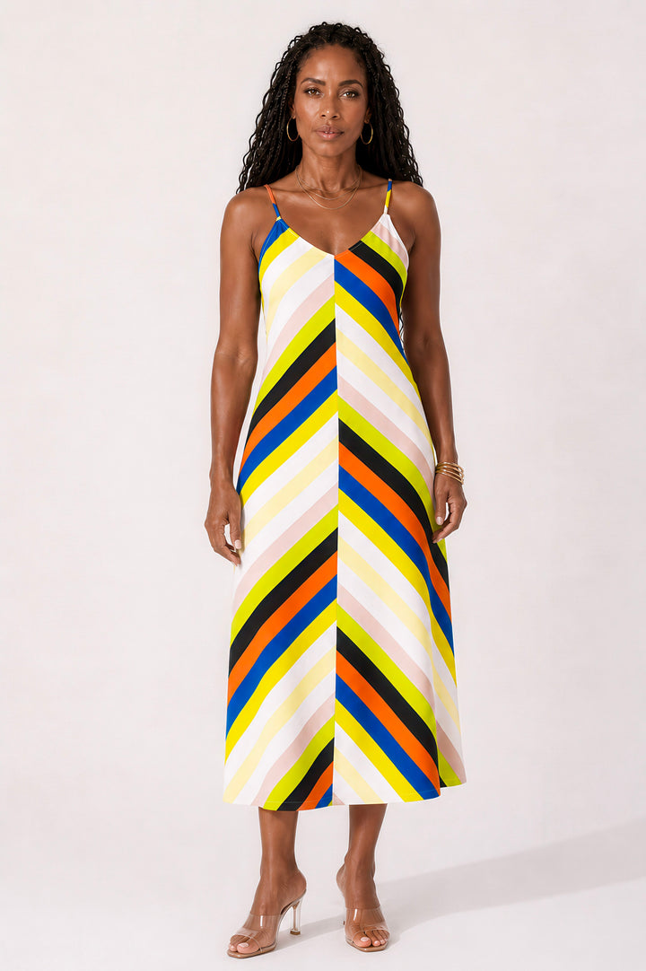 Diagonal Stripe Midi Dress