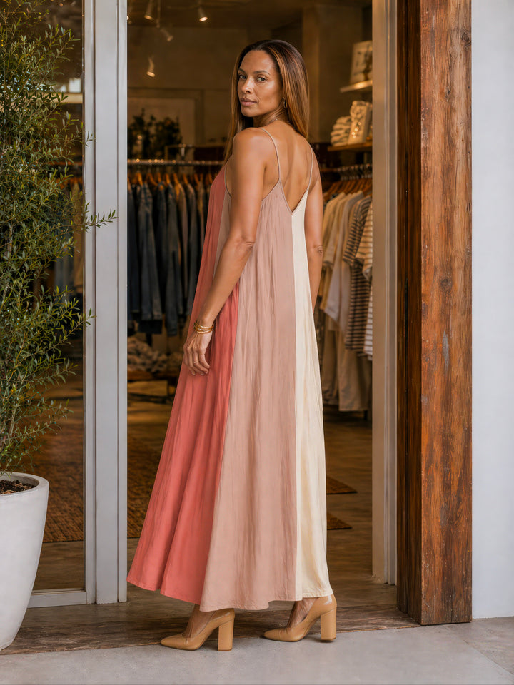 Colorblock Maxi Dress with Pockets