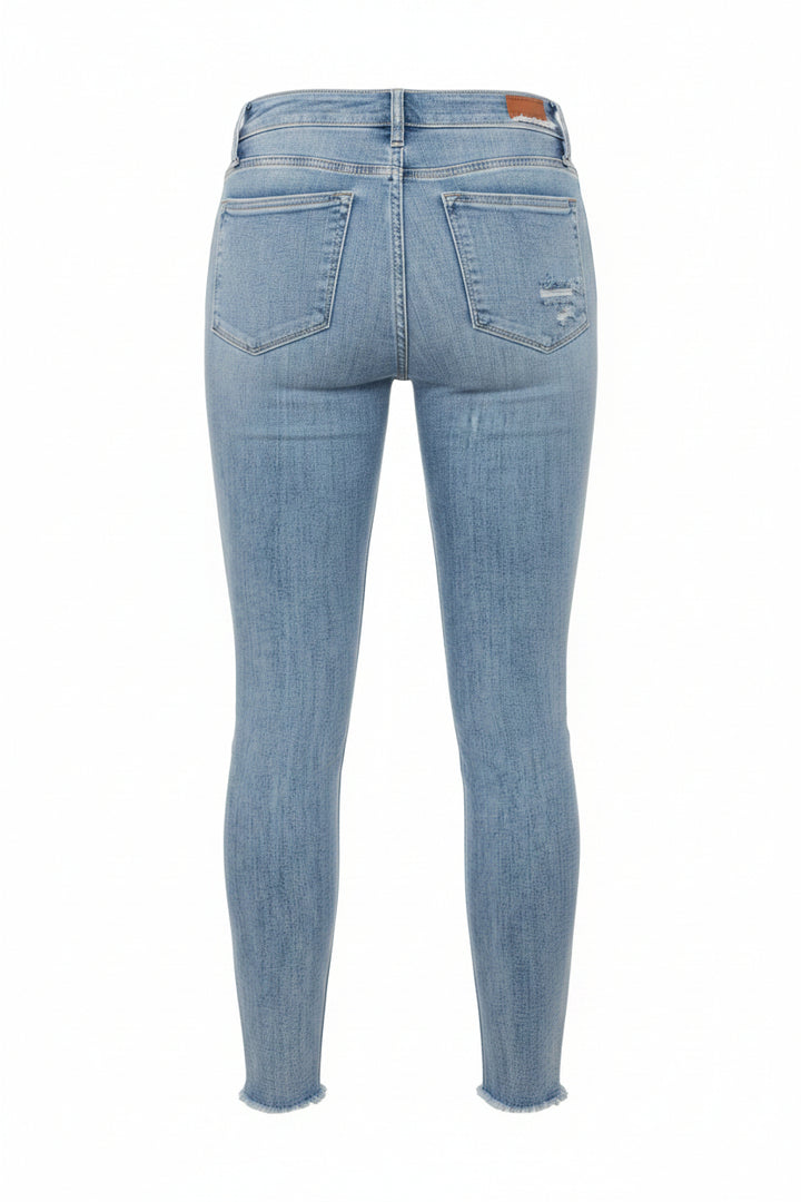 Judy Blue Mid Rise Raw Edge Skinny Jeans
