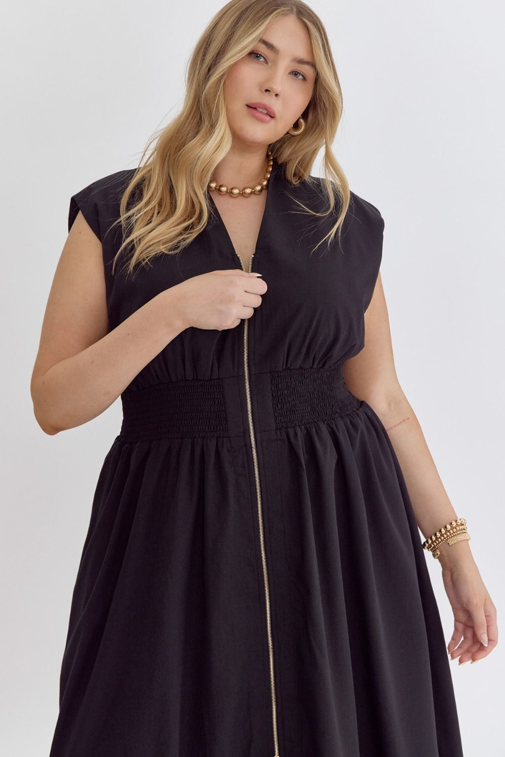 Krisette Midi Dress (Small to 2XL) (Black)