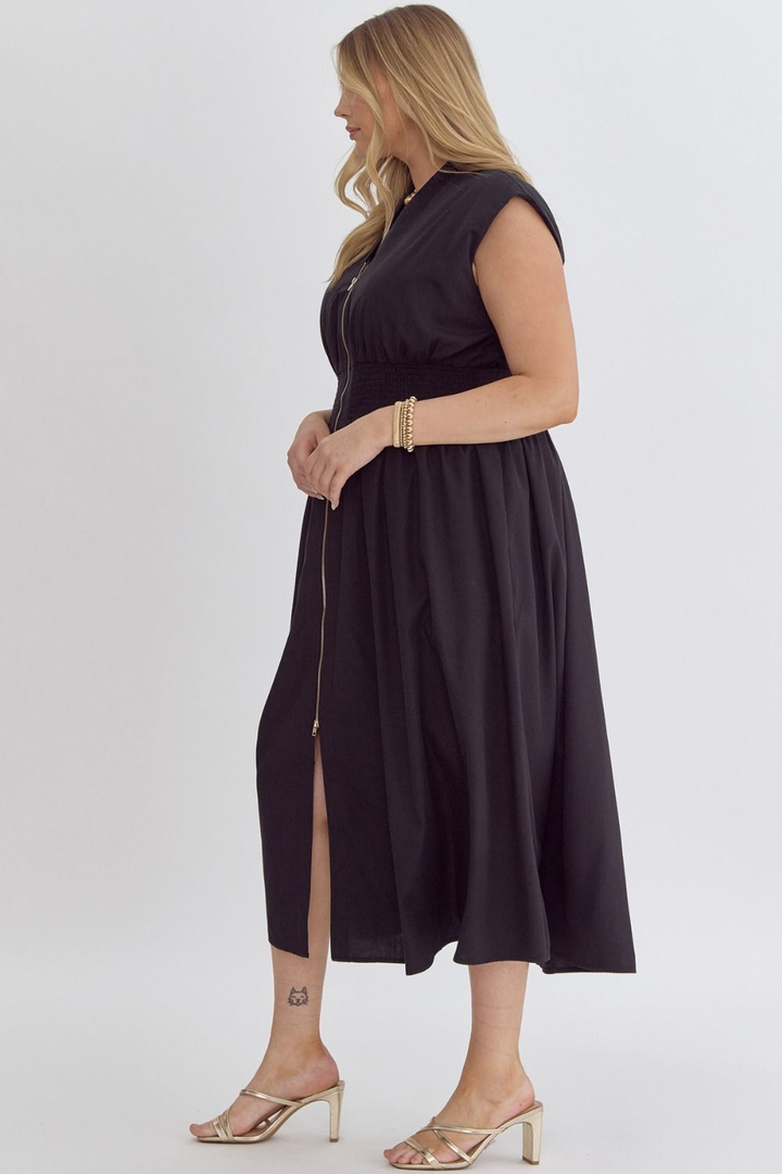 Krisette Midi Dress (Small to 2XL) (Black)