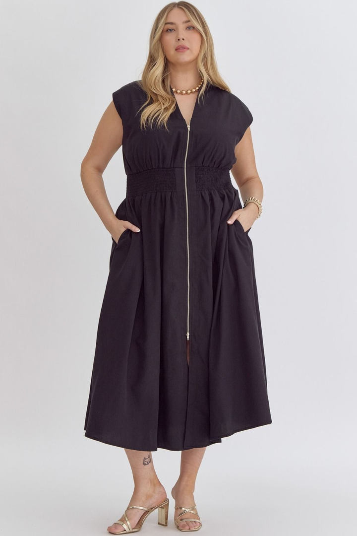 Krisette Midi Dress (Small to 2XL) (Black)