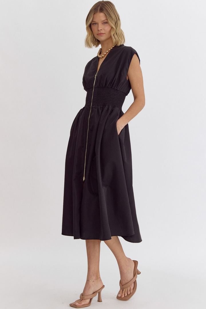 Krisette Midi Dress (Small to 2XL) (Black)