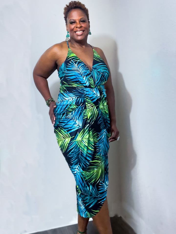 Palm Paradise Cami Dress (Plus Size)