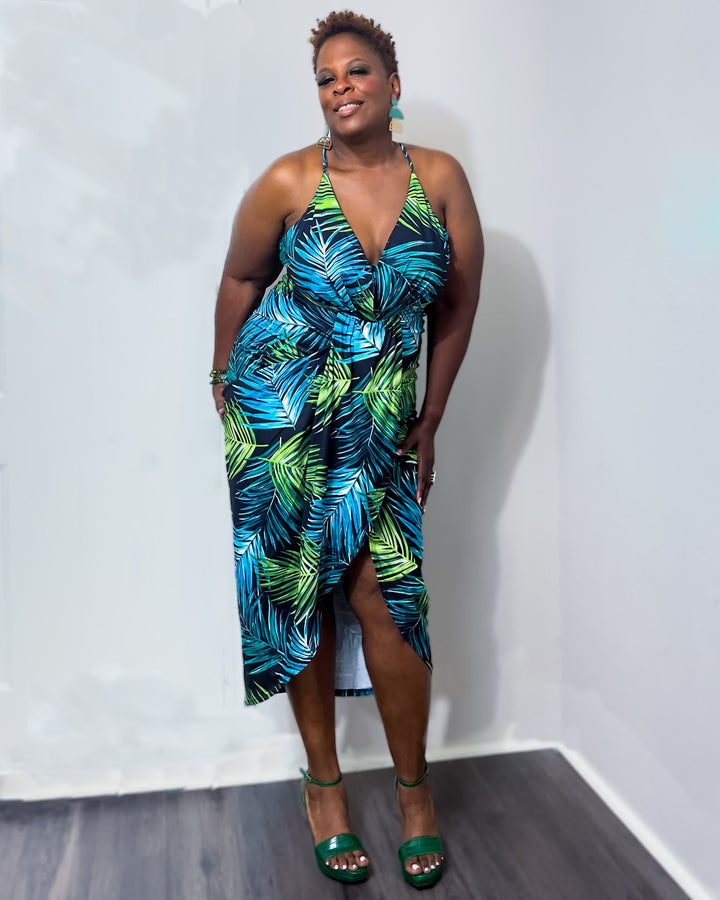 Palm Paradise Cami Dress (Plus Size)