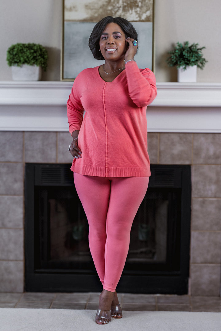 Weekender: V-Neck Sweater and Leggings Set