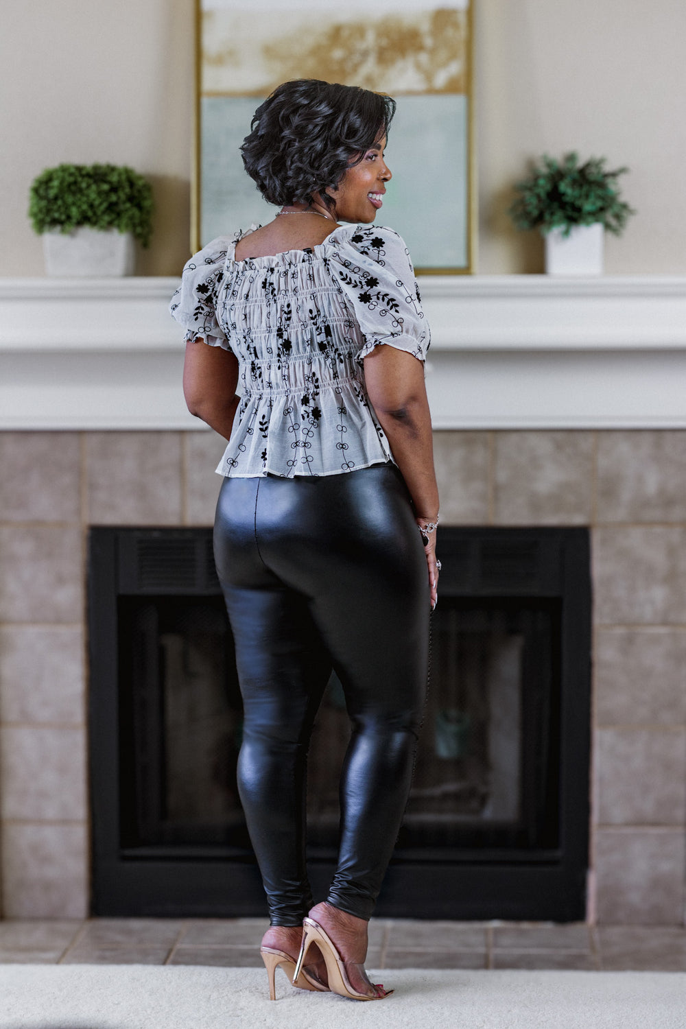 semi-sheer-black-white-print-top-black-faux-leggings-pants