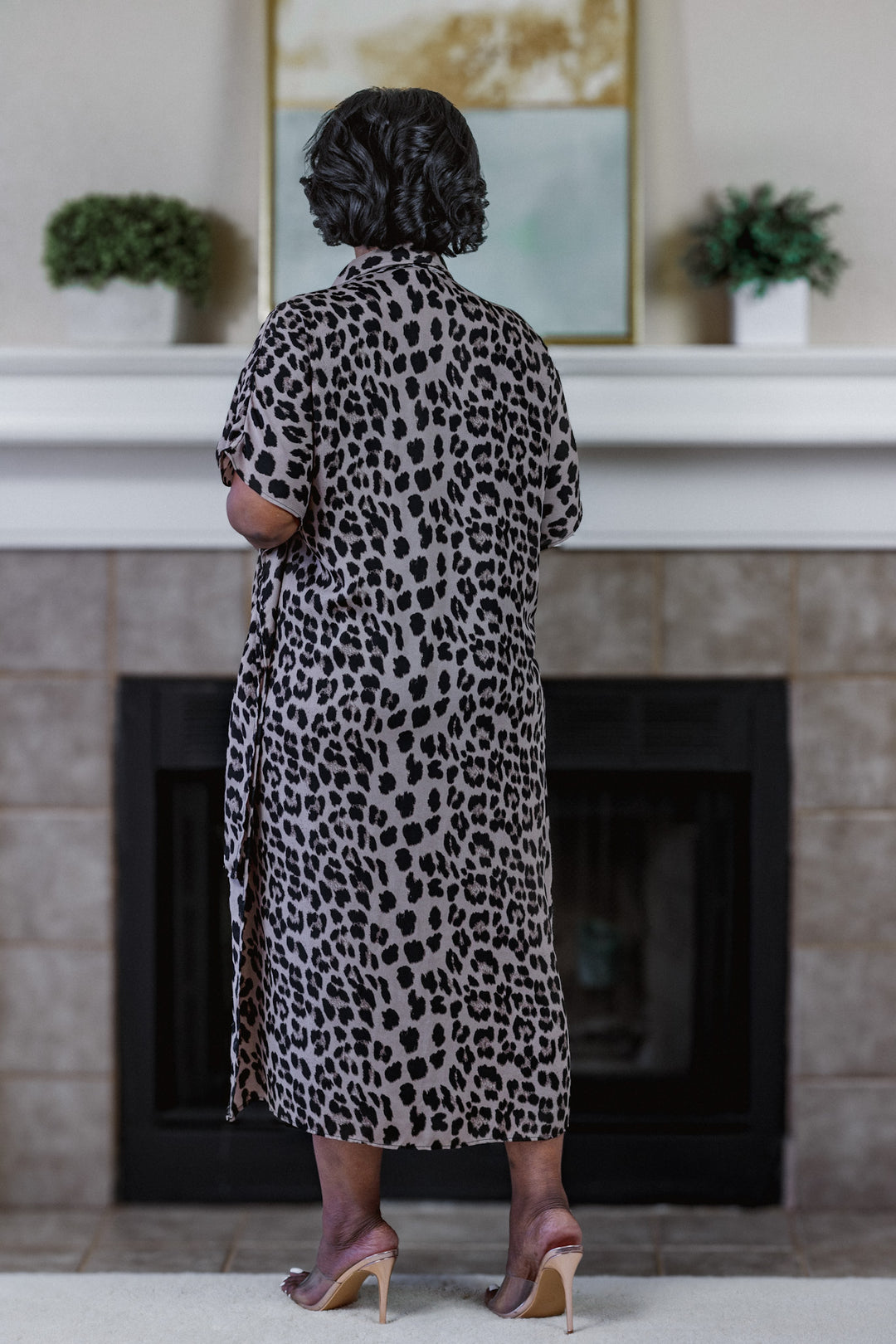 Leopard Print High-Low Cover Up Dress