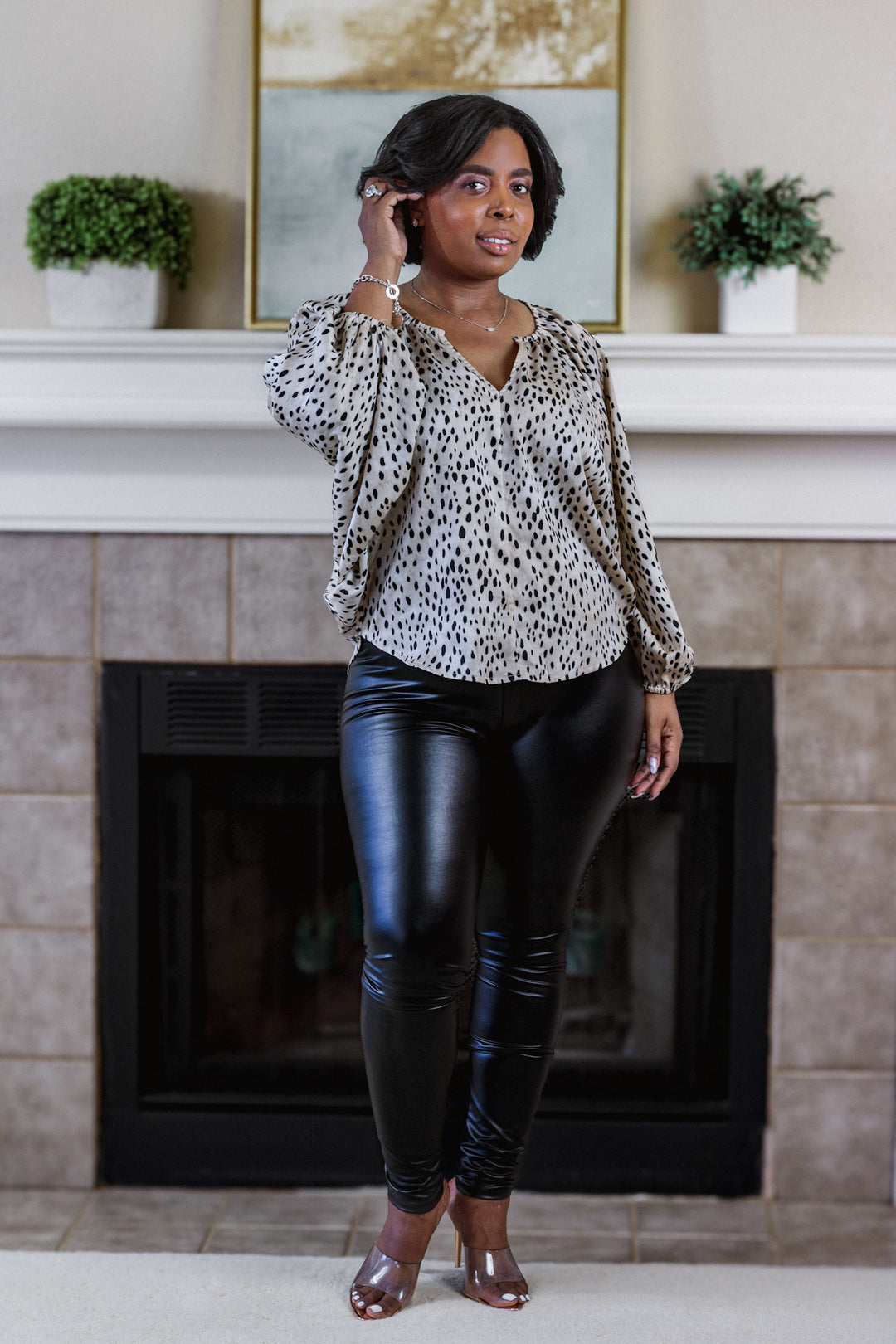 womens-satin-animal-print-blouse-black-faux-leather-leggings